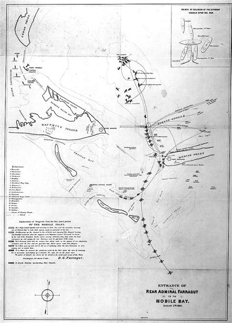 Mobile Bay Alabama Naval Battle Map American Civil War