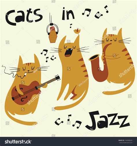 Cats Jazz Vector Set Illustration Three Stock Vector (Royalty Free ...