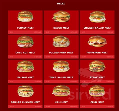 Sheetz menu in Walkersville, Maryland, USA