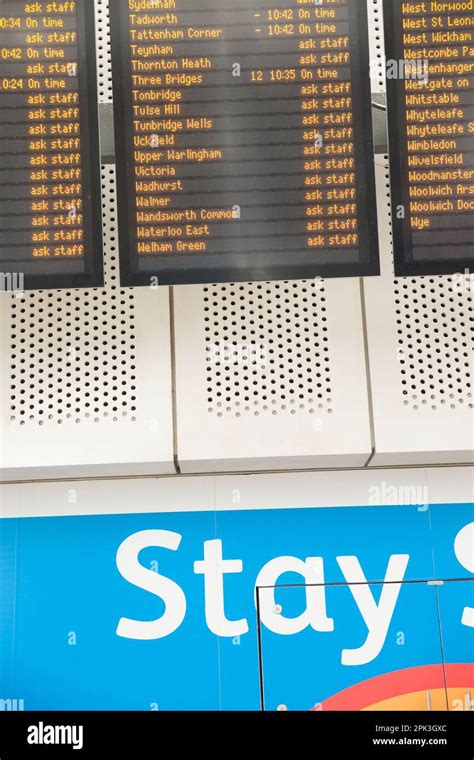 An electric timetable is seen at London Bridge railway station in ...