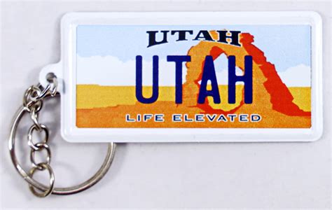 Utah License Plate Aluminum Ultra-Slim Rectangular Souvenir Keychain 2.5" X 1.25"x 0.06" - World ...