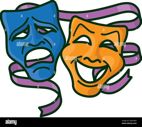 Theatre Masks for tragedy and comedy. Isolated vector illustration for ...