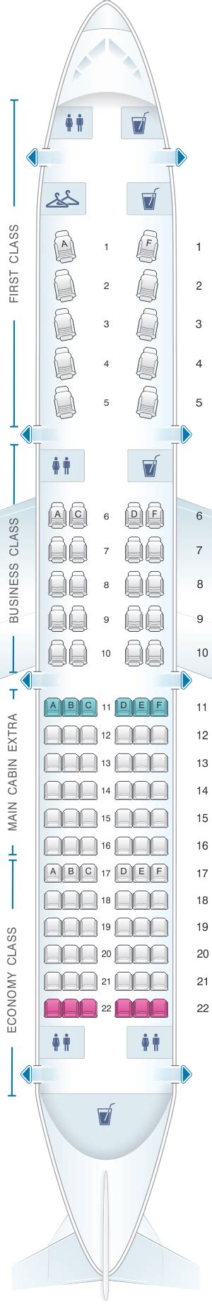 Seat Map American Airlines Airbus A321 Transcontinental | United ...