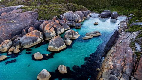 Aerial footage of the Elephant Rocks of the William Bay National Park WA 7323061 Stock Photo at ...