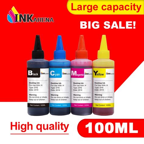 Universal Black Color Water Based Dye Ink Refill Kit For Epson Printer Ink Inkjet Cartridges 4 ...