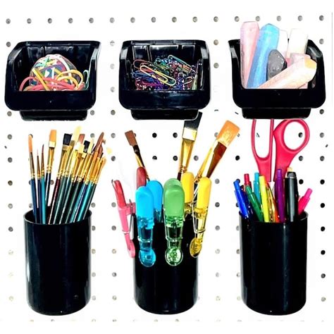 WALLPEG Pegboard Bins 12-Piece Polypropylene Pegboard Basket in Black ...