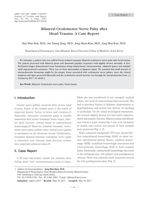 Bilateral Oculomotor Nerve Palsy After Head Trauma: a Case Report - DocsLib