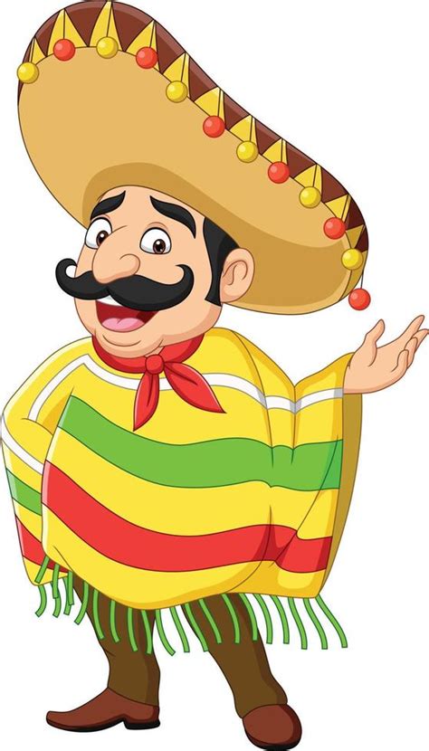 Cartoon funny mexican man presenting 6605476 Vector Art at Vecteezy