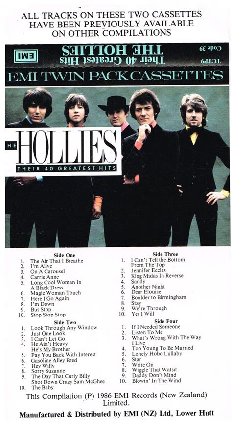 The Hollies - The Hollies-Their 40 Greatest Hits (1986, Cassette) | Discogs