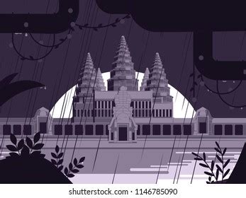 Angkor Wat Temple Rainy Season Stock Vector (Royalty Free) 1146785090 ...