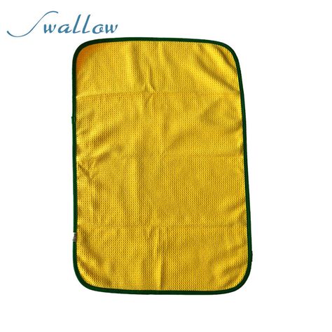 Microfiber Cleaning Rags 60*40 Yellow Color for Steak Store with Green Border and Filleted ...