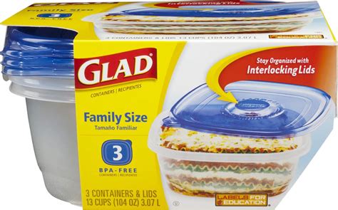 Amazon.com: Glad Food Storage Containers, Family Size, 104 Ounce, 3 ...