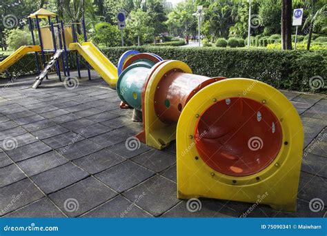 Colorful Tunnel in Children S Playground Stock Image - Image of bushes ...