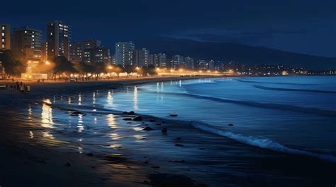 Premium Photo | Night view of Marine Drive Beach