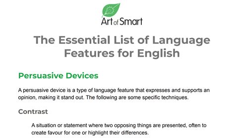 The Essential List of Language Features for English 📝