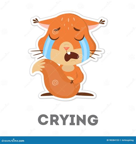 Crying squirrel. stock vector. Illustration of happy - 98384153