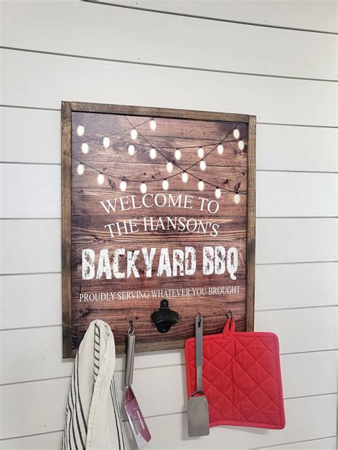 Personalized BBQ Sign Backyard BBQ Bbq Caddy Camping Station Bbq Bar ...