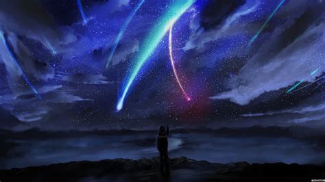 your name., Anime, Stars, Sky, Horizon, Comet, Anime boy HD Wallpapers / Desktop and Mobile ...