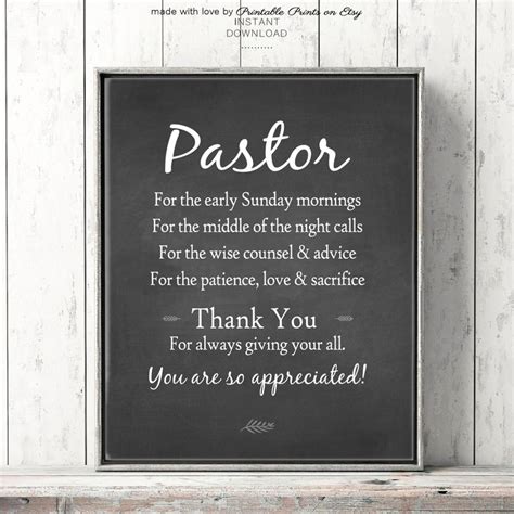 PASTOR APPRECIATION Gift for Pastor Thank You Quote - Etsy | Pastor ...