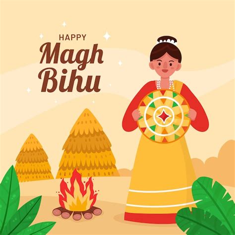 Premium Vector | Flat illustration for magh bihu festival celebration