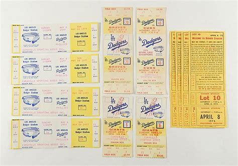 Lot of (12) 1974 1977 LA Dodgers Game Tickets and Parking Passes