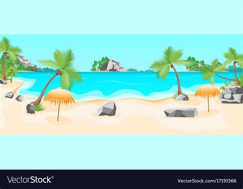 Cartoon tropical beach summer landscape background