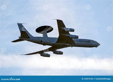 NATO Boeing E-3 Sentry AWACS Radar Plane Performing A Low-pass At The ...