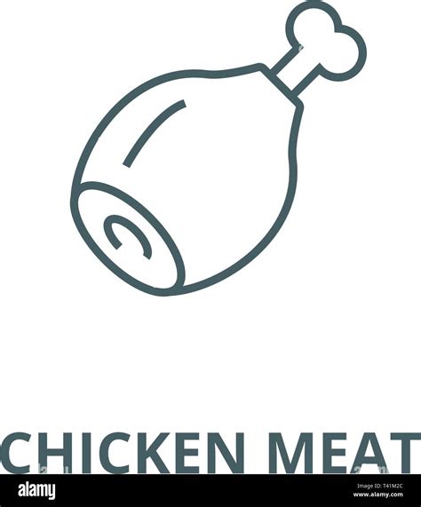 Chicken meat line icon, vector. Chicken meat outline sign, concept symbol, flat illustration ...