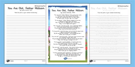 You are Old Father William Handwriting Poem Pack - Twinkl