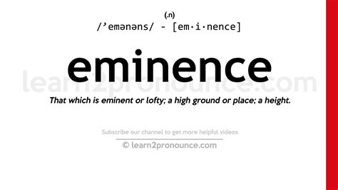 Pronunciation of Eminence | Definition of Eminence - YouTube