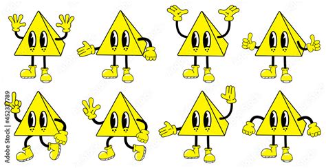 Mascot cute cartoon childish character in triangle shape. Isolated on ...