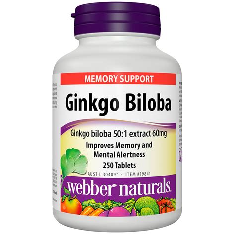 Webber Naturals Ginkgo Biloba 50:1 Extract 60mg 250 Tablets