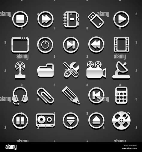 Flat metallic universal icons Stock Photo - Alamy