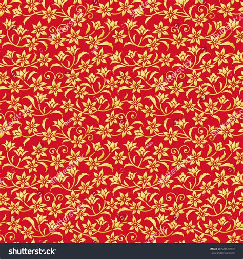 Chinese Red Background Golden Flowers Stock Vector (Royalty Free ...