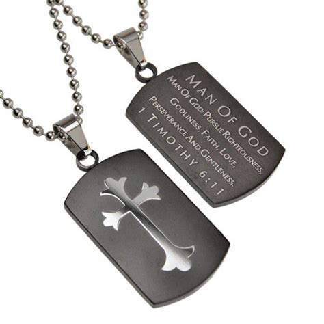 Christian Dog Tag Man of God, Bible Quote Necklace with Stainless Steel ...