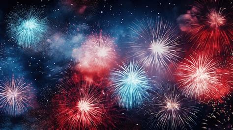 Premium AI Image | Sparkling red blue white celebration fireworks