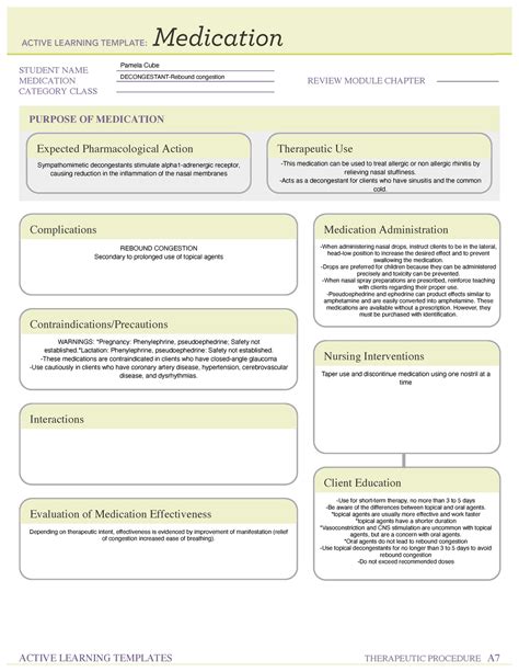 ATI Medication Decongestant-Rebound congestion - STUDENT NAME ...