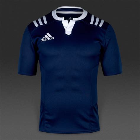 adidas 3 Stripes Fitted Shirt - Mens Rugby Teamwear - Black/White