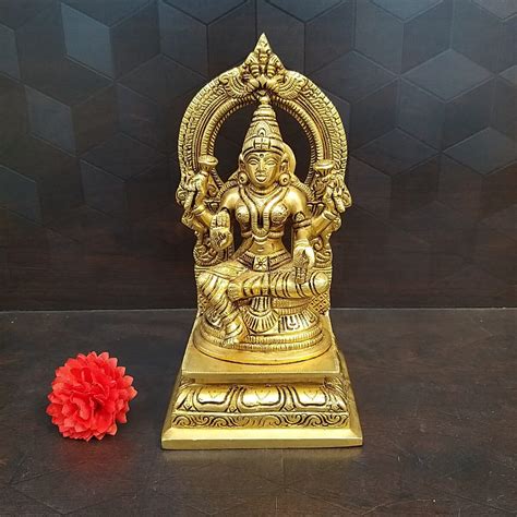 Brass Lakshmi with Arch Statue- 7.5" - VgoCart.Com - Brass Antique Collections