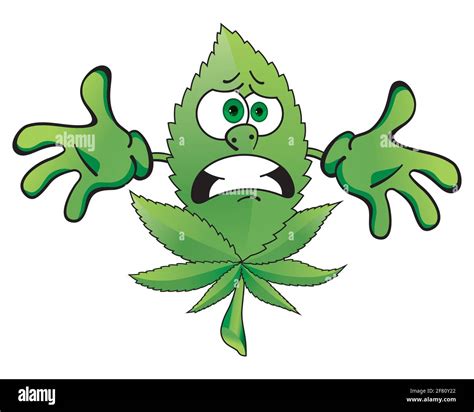 Hemp Leaf. Cute funny Weed marijuana leaf. Cartoon mascot character ...