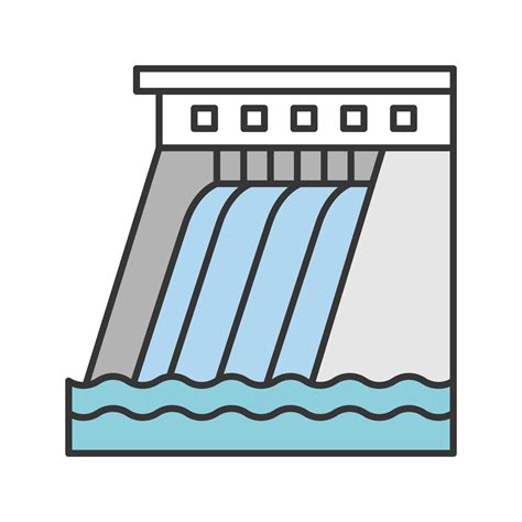 Hydroelectric dam color icon. Water energy plant. Hydropower ...