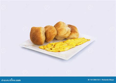 Typical Filipino Breakfast, Pandesal Crusted Bread and Scrambled Egg on a Plate. Stock Photo ...