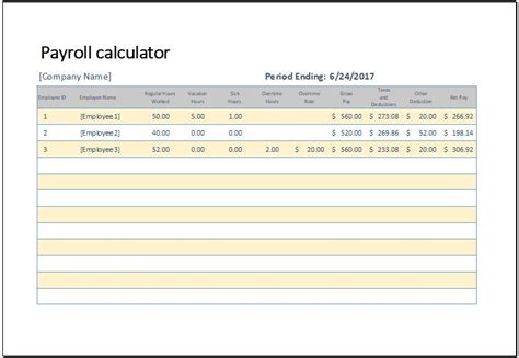 Payroll Calculator Template for MS Excel | Word & Excel Templates