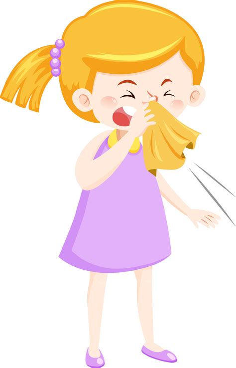 A sick girl cartoon character on white background 8137124 Vector Art at ...