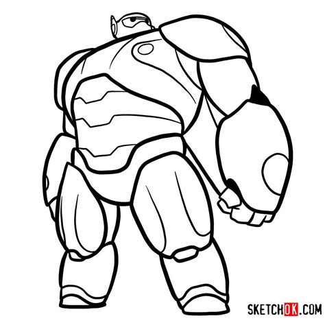 How to draw baymax in his red armored suit sketchok easy drawing guides – Artofit