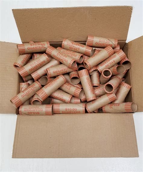 160 Rolls Preformed Coin Wrappers Paper Tubes for QUARTERS holds Dollar ...