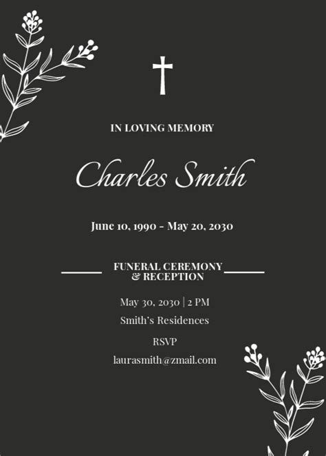 Funeral Reception Death Ceremony Invitation Template in Illustrator, PSD, Google Docs, Word ...