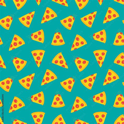 Vector cartoon style pizza slices seamless pattern background. Stock Vector | Adobe Stock