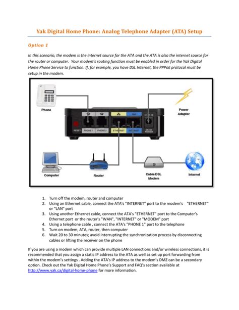 Yak Digital Home Phone: Analog Telephone Adapter (ATA) Setup