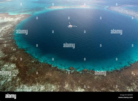 Aerial view blue hole, Belize Stock Photo - Alamy